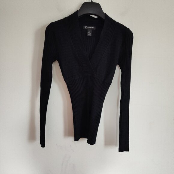 Ladies Petite SZ PS Inc Black Surplice Neck Sweater - Picture 1 of 3